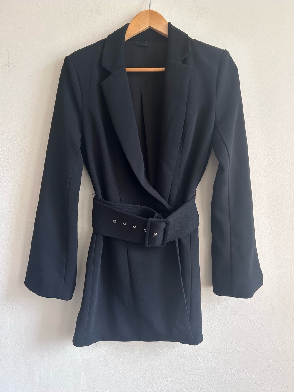 NBD Belted Blazer Coat — Black — Flare Sleeve — Size XS/S